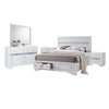 King Bedroom Set, White, 5pc w 2 Nightstands, Dresser, Mirror
