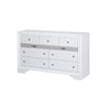 King Bedroom Set, White, 5pc w 2 Nightstands, Dresser, Mirror