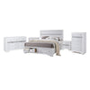 King Bedroom Set, White, 5pc w 2 Nightstands, Dresser, Chest