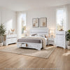 King Bedroom Set, White, 5pc w 2 Nightstands, Dresser, Chest