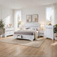 King Bedroom Set, White, 5pc w 2 Nightstands, Dresser, Chest
