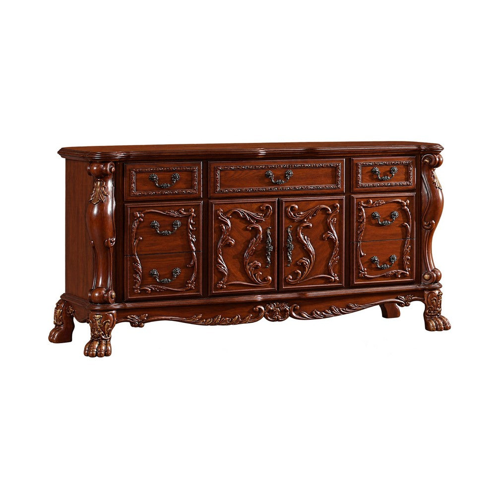 Queen Bedroom Set, Black Brown, 5pc w 2 Nightstands, Dresser, Mirror