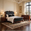Queen Bedroom Set, Sleigh Design, Black Brown, 4pc w 2 Nightstands, Dresser
