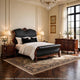 Queen Bedroom Set, Sleigh Design, Black Brown, 4pc w 2 Nightstands, Dresser