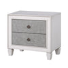 King Bedroom Set, Gray White, 5pc w 2 Nightstands, Dresser, Mirror