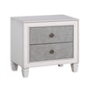 King Bedroom Set, Gray White, 5pc w 2 Nightstands, Dresser, Mirror