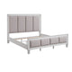 King Bedroom Set, Gray White, 5pc w 2 Nightstands, Dresser, Mirror