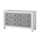 King Bedroom Set, Gray White, 5pc w 2 Nightstands, Dresser, Mirror