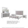 King Bedroom Set, Gray White, 5pc w 2 Nightstands, Dresser, Mirror