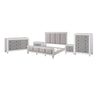 King Bedroom Set, Gray White, 5pc w 2 Nightstands, Dresser, Chest