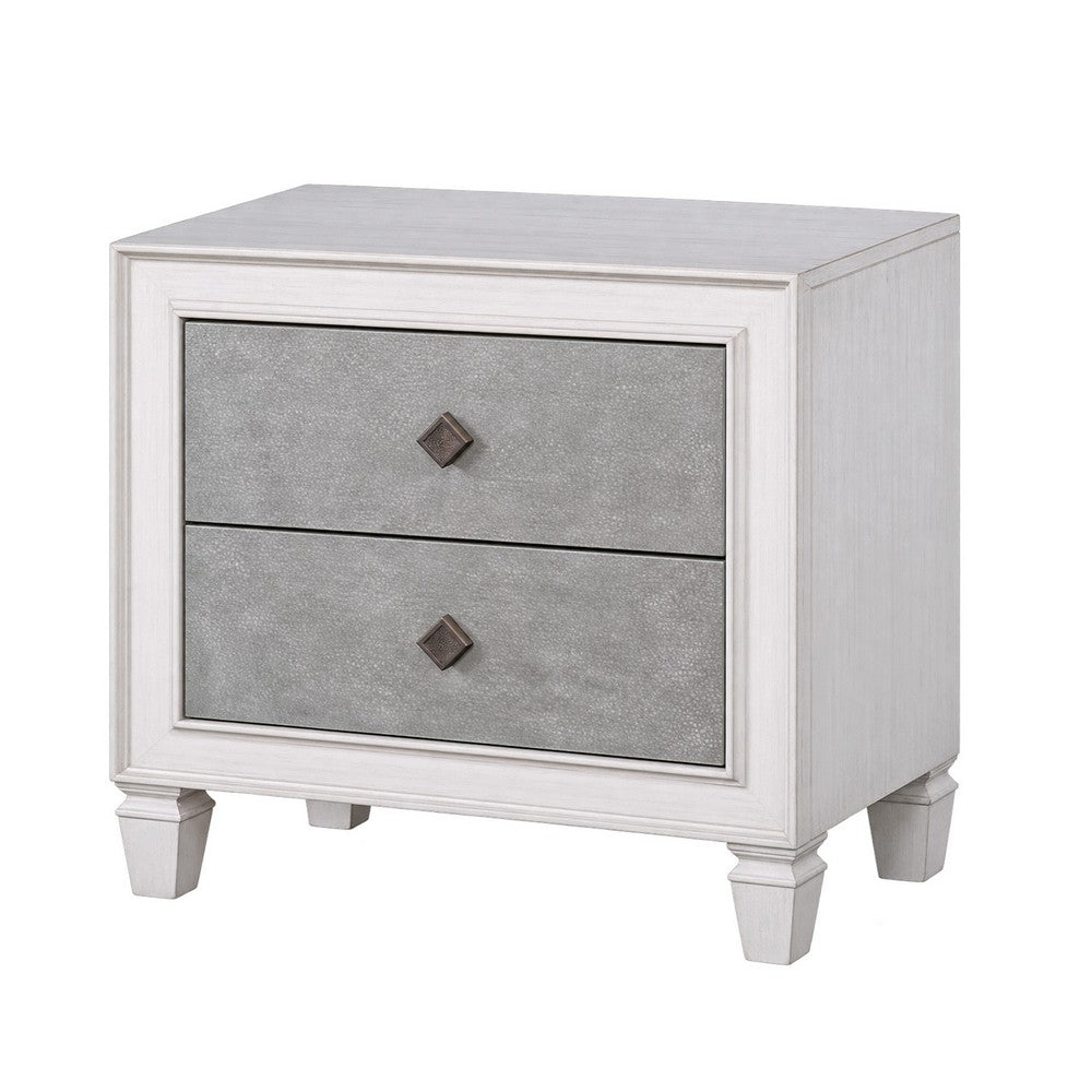 King Bedroom Set, Gray White, 5pc w 2 Nightstands, Dresser, Chest
