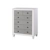 King Bedroom Set, Gray White, 5pc w 2 Nightstands, Dresser, Chest