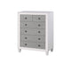 King Bedroom Set, Gray White, 5pc w 2 Nightstands, Dresser, Chest