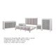 King Bedroom Set, Gray White, 5pc w 2 Nightstands, Dresser, Chest