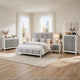 King Bedroom Set, Gray White, 5pc w 2 Nightstands, Dresser, Chest