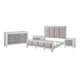 King Bedroom Set, Upholstered Design, Gray White, 4pc w 2 Nightstands, Dresser