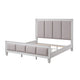 King Bedroom Set, Upholstered Design, Gray White, 4pc w 2 Nightstands, Dresser