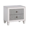 King Bedroom Set, Upholstered Design, Gray White, 4pc w 2 Nightstands, Dresser