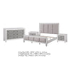 King Bedroom Set, Upholstered Design, Gray White, 4pc w 2 Nightstands, Dresser