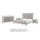 King Bedroom Set, Upholstered Design, Gray White, 4pc w 2 Nightstands, Dresser