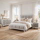 King Bedroom Set, Upholstered Design, Gray White, 4pc w 2 Nightstands, Dresser