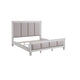 King Bedroom Set, Upholstered Design, Gray White, 3pc w 2 Nightstands
