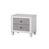 King Bedroom Set, Upholstered Design, Gray White, 3pc w 2 Nightstands