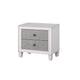 King Bedroom Set, Upholstered Design, Gray White, 3pc w 2 Nightstands