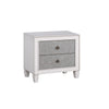 King Bedroom Set, Upholstered Design, Gray White, 3pc w 2 Nightstands