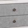 King Bedroom Set, Upholstered Design, Gray White, 3pc w 2 Nightstands