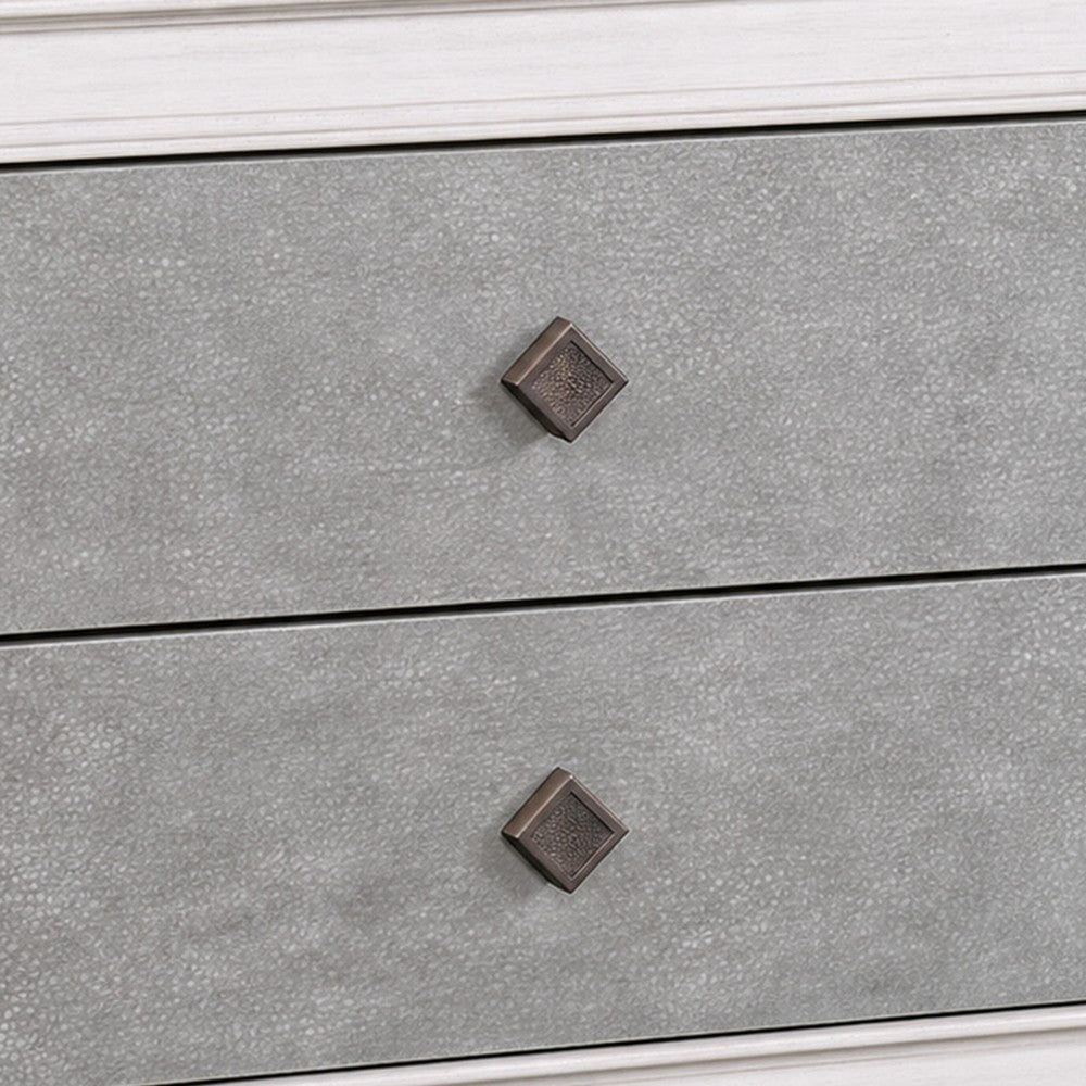 King Bedroom Set, Upholstered Design, Gray White, 3pc w 2 Nightstands