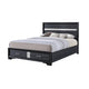 Queen Bedroom Set, Black Gray, 5pc w 2 Nightstands, Dresser, Mirror