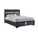 Queen Bedroom Set, Black Gray, 5pc w 2 Nightstands, Dresser, Mirror
