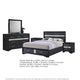Queen Bedroom Set, Black Gray, 5pc w 2 Nightstands, Dresser, Mirror