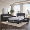 Queen Bedroom Set, Black Gray, 5pc w 2 Nightstands, Dresser, Mirror