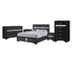 Queen Bedroom Set, Black Gray, 5pc w 2 Nightstands, Dresser, Chest