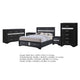 Queen Bedroom Set, Black Gray, 5pc w 2 Nightstands, Dresser, Chest