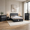 Queen Bedroom Set, Black Gray, 5pc w 2 Nightstands, Dresser, Chest