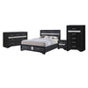 Queen Bedroom Set, Black Gray, 4pc w Nightstand, Dresser, Chest