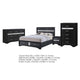 Queen Bedroom Set, Black Gray, 4pc w Nightstand, Dresser, Chest