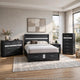 Queen Bedroom Set, Black Gray, 4pc w Nightstand, Dresser, Chest