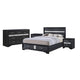 Queen Bedroom Set, Black Gray, 4pc w 2 Nightstands, Dresser