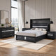 Queen Bedroom Set, Black Gray, 4pc w 2 Nightstands, Dresser