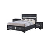 Queen Bedroom Set, Storage Panel Design, Black Gray, 3pc w 2 Nightstands