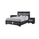 Queen Bedroom Set, Storage Panel Design, Black Gray, 3pc w 2 Nightstands