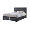 Queen Bedroom Set, Storage Panel Design, Black Gray, 3pc w 2 Nightstands