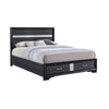 Queen Bedroom Set, Storage Panel Design, Black Gray, 3pc w 2 Nightstands