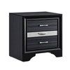 Queen Bedroom Set, Storage Panel Design, Black Gray, 3pc w 2 Nightstands