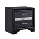 Queen Bedroom Set, Storage Panel Design, Black Gray, 3pc w 2 Nightstands