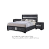 Queen Bedroom Set, Storage Panel Design, Black Gray, 3pc w 2 Nightstands
